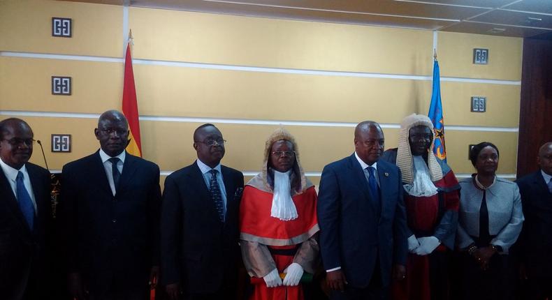 President Mahama with the judges [clad in red]