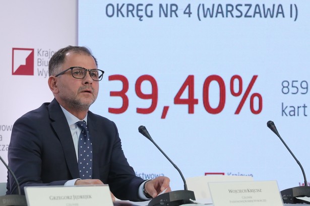 Członek PKW Wojciech Kręcisz podczas trzeciej konferencji PKW