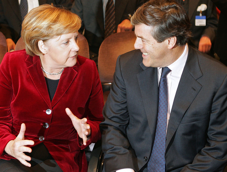 Kanclerz Niemiec Angela Merkel  i prezes Deutsche Bank Josef Ackermann