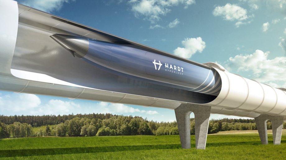 Wizualizacja ultraszybkiej "kolei", nad którą pracuje holenderski Hardt Hyperloop