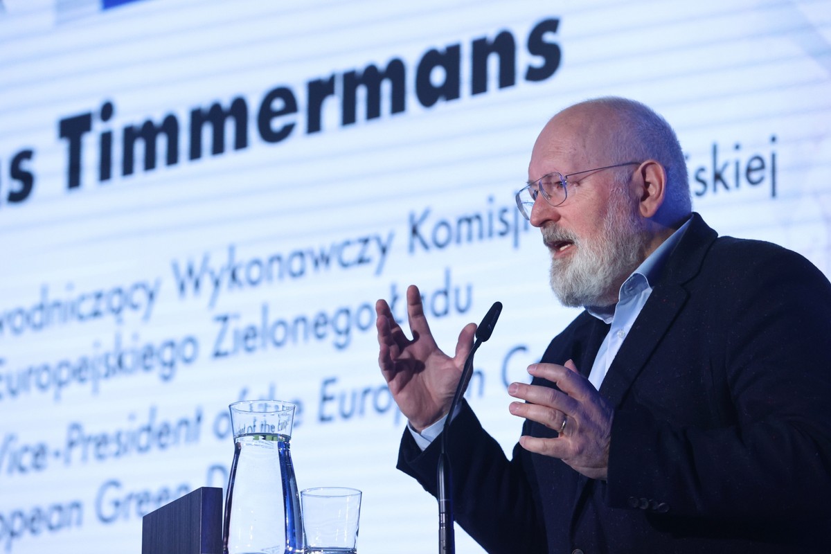 Łódź, 18.05.2023. Wiceprzewodniczący wykonawczy Komisji Europejskiej ds. Europejskiego Zielonego Ładu Frans Timmermans podczas Samorządowego Kongresu Klimatycznego 2023