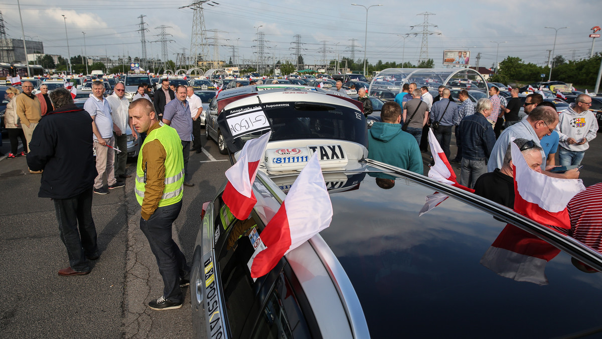 Protest taksówkarzy w Warszawie