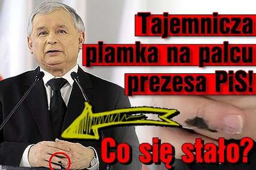 Tajemnicza plamka na palcu prezesa PiS! Co się stało?