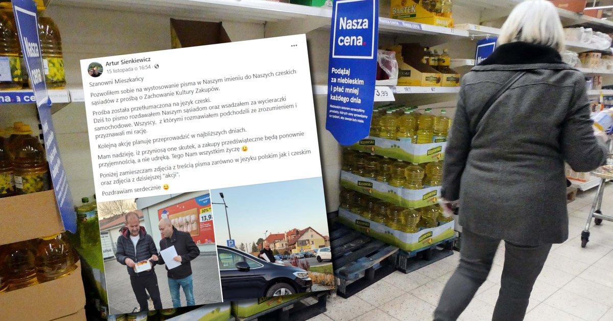 Češi jezdí do Polska za nákupy.  Polák jim předává dopisy s výzvou