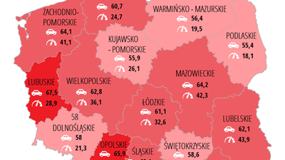 średnia prędkość pojazdów mapa