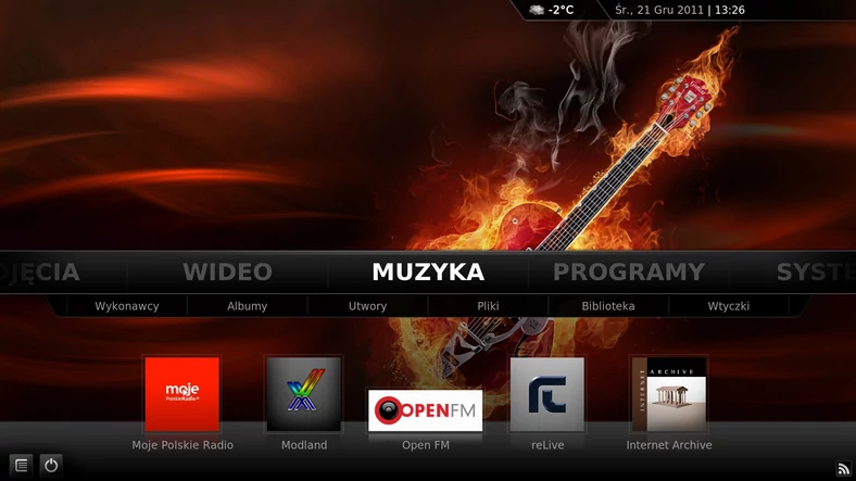 XBMC – menu główne. Muzyka