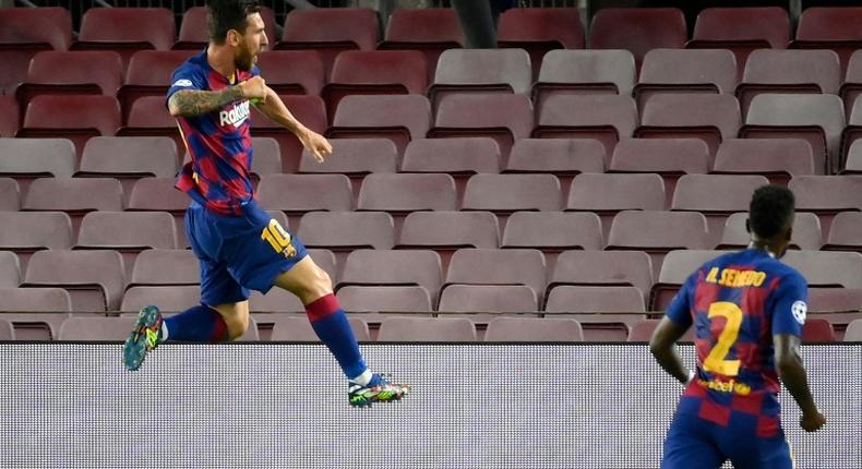 Lionel Messi scored Barcelona's second goal against Napoli on Friday.