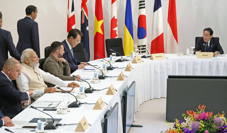 Wołodymyr Zełenski podczas szczytu G-7, 2023 r.