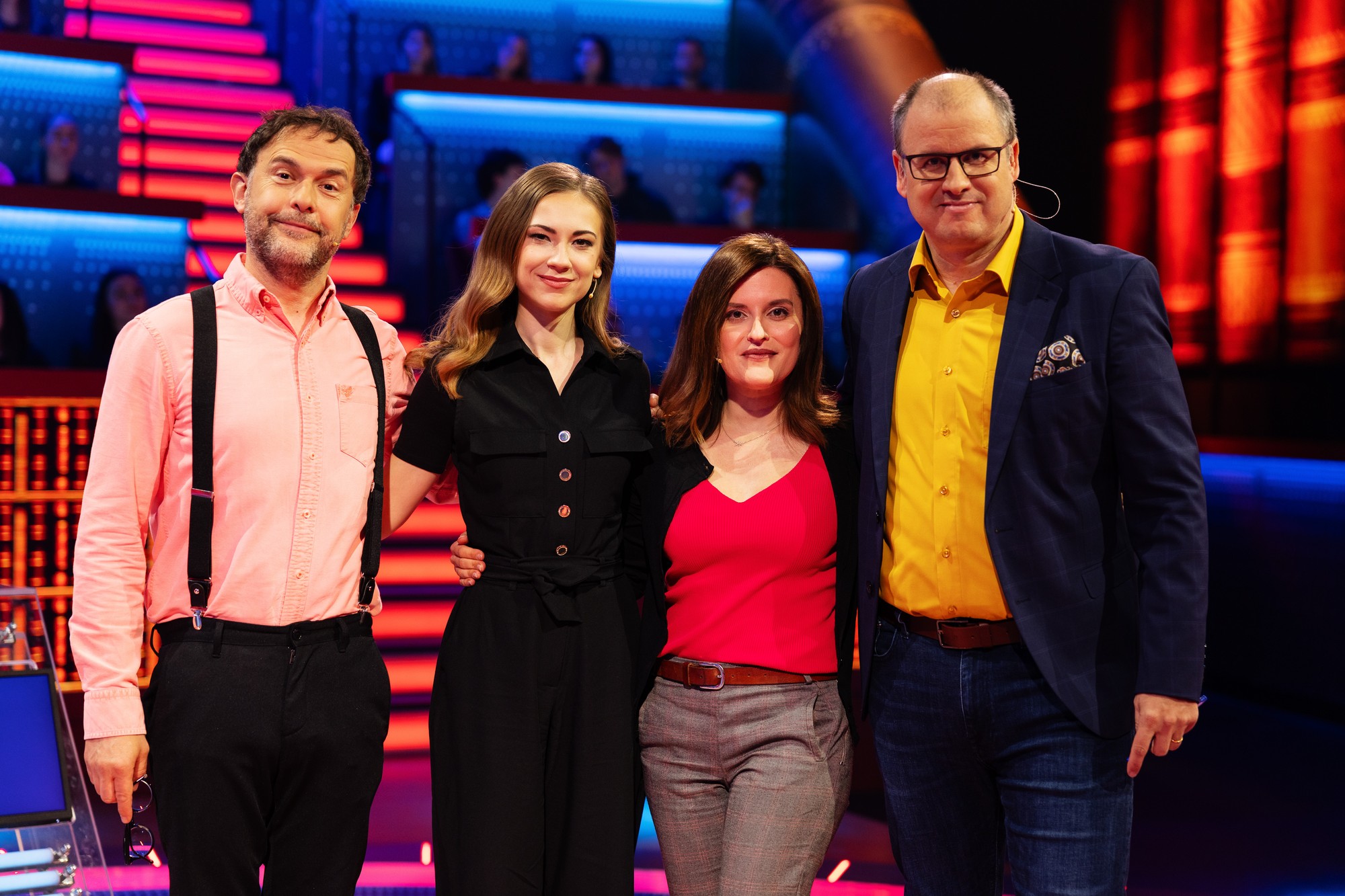 Súťažná šou Čo ja viem - Juraj Kemka, Mária „Mimi“ Schumerová, Hana Lasicová a Marcel Merčiak.