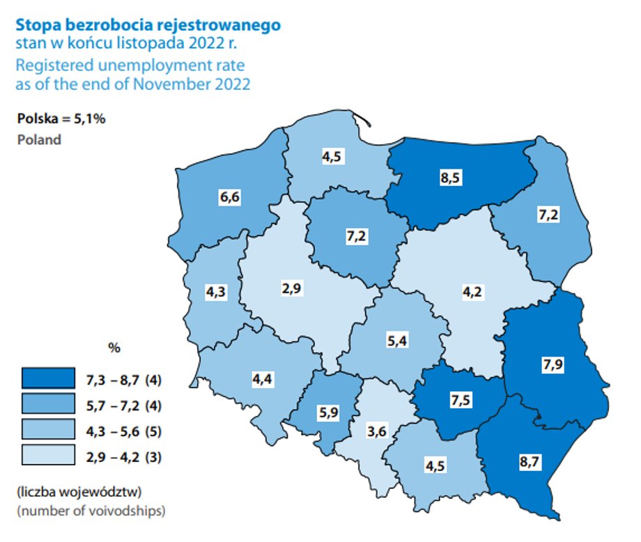 Sytuacja na rynku pracy w listopadzie była mocno zróżnicowana w województwach.