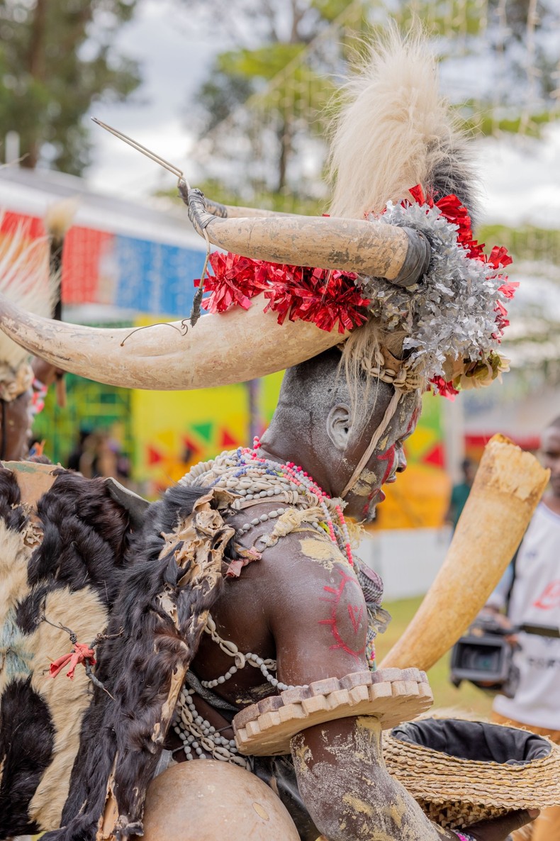 A costomed entertainer at Nyege Nyege