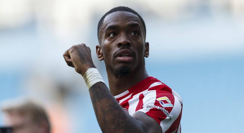 Ivan Toney of Brentford celebrates after the match between Brentford and Manchester City on November 12, 2022.