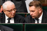 Wicepremier, prezes PiS Jarosław Kaczyński i minister edukacji Przemysław Czarnek w Sejmie