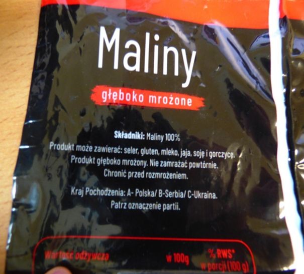 Úrad verejného zdravotníctva upozorňuje na mrazené maliny z Poľska. 