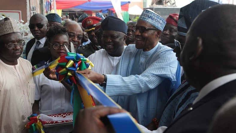 Image result for President Buhari declares Lagos theatre open for public use