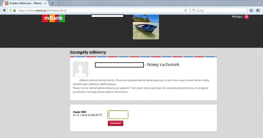 Tak wygląda fałszywa strona internetowa wyłudzająca kody autoryzujące z SMS-ów od mBanku
