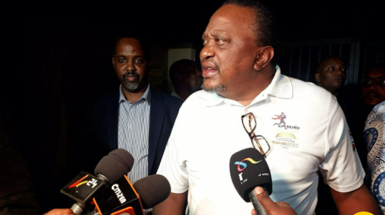 Former President Uhuru Kenyatta addressing the media July 21, 2023