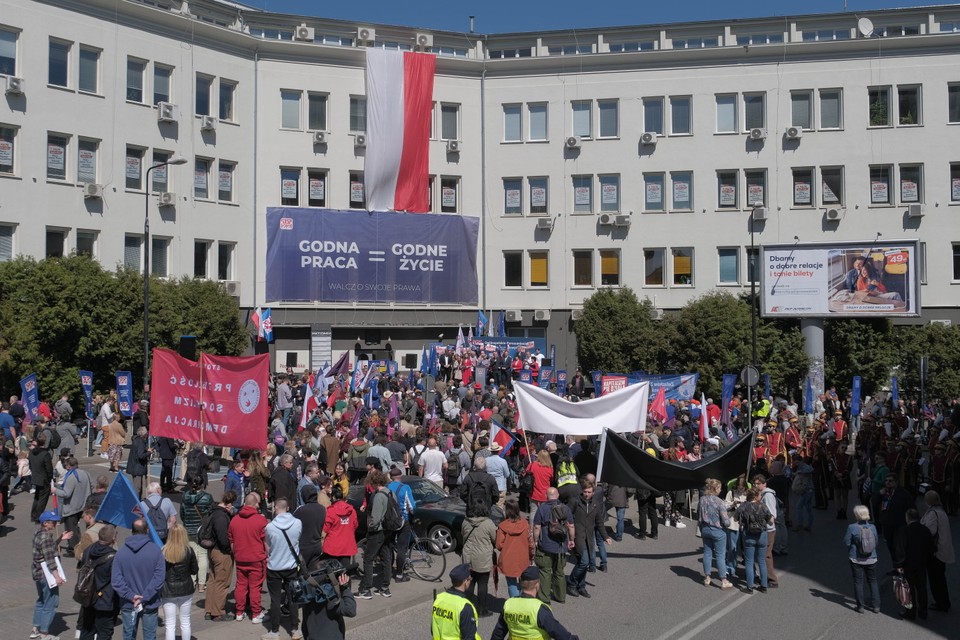 Marsz Lewicy i związków zawodowych w Warszawie