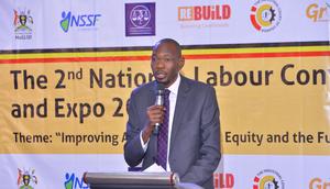 DAG Jackson Kafuuzi speaking at the Labour convention