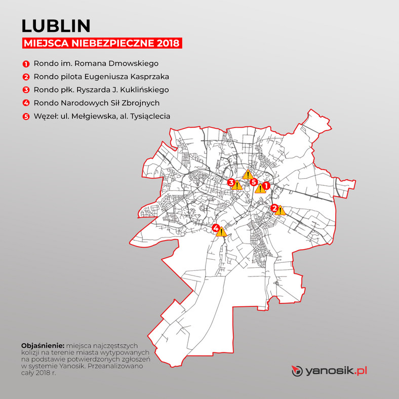 Pięć najbardziej niebezpiecznych miejsc w Lublinie 