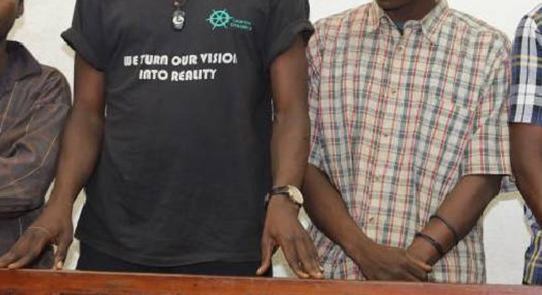 From left: Mnyika Maganga, Fredrick Gitari, Stephen Malenya and Mohamed Bwika at the Mombasa Court