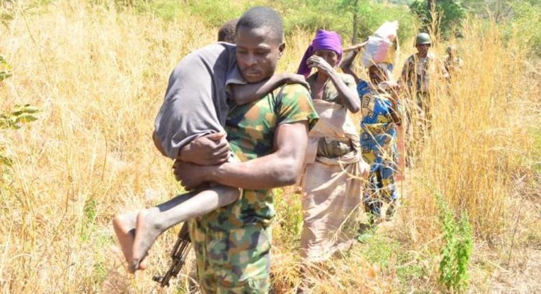 Victim rescued by the Nigerian Army troops from Boko Haram captivity in Borno on 16/11/2019 (NAN)