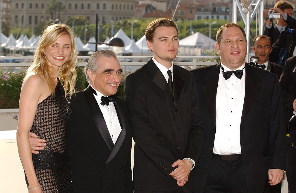 Cameron Diaz, Martin Scorsese, Leonardo DiCaprio i  Harvey Weinstein. pokaz "Gangów Nowego Jorku", 2002 r. 