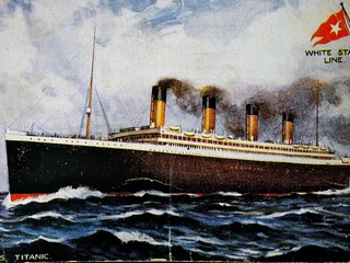 Pre-disaster postcard, front depicting the Titanic.