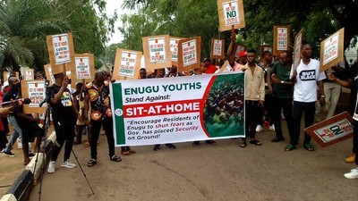 Enugu youths storm streets, support ending sit-at-home order in South-East. [NAN]