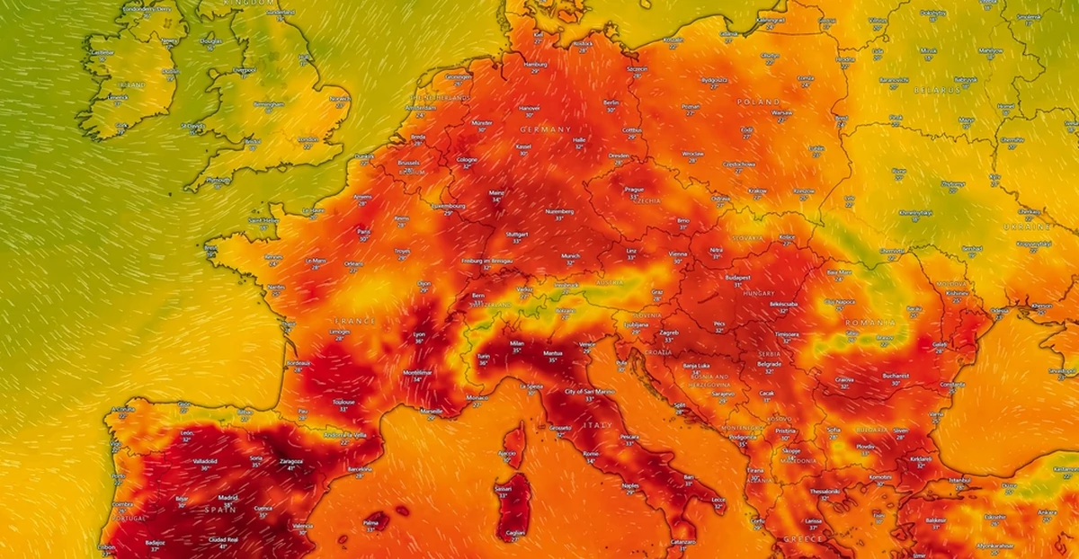  Ponadprzeciętne temperatury. Żar na południu Europy