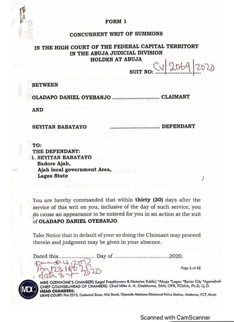 Part of the letter released by the music star's lawyers, Mike Ozekhome and Co [LindaIkeji]