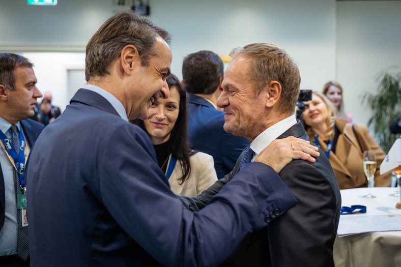 Donald Tusk podczas spotkania polityków EPL w Brukseli (26.10.2023)