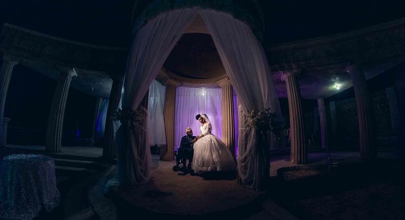 This couple had an accident after their proposal; she stayed to marry him in a wheelchair (Credit: Shoebox Photography)