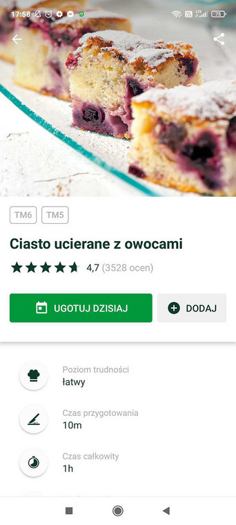 Ciasto ucierane z owocami