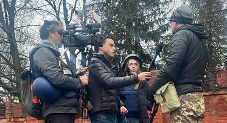 Fox News' Oleksandra Kuvshynova, Pierre Zakrzewski, and Trey Yingst working in Ukraine.Fox News