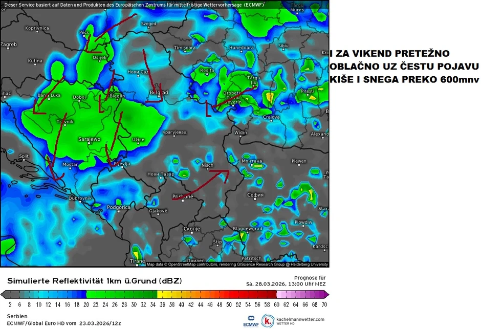 Kiša i sneg za vikend