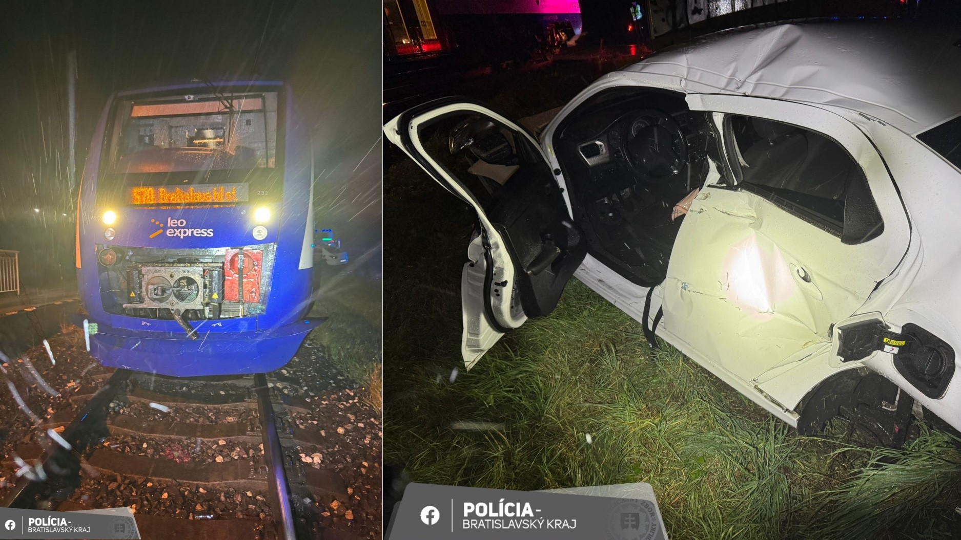 Následky zrážky osobného vlaku s autom na zastávke Miloslavov čas Alžbetin Dvor