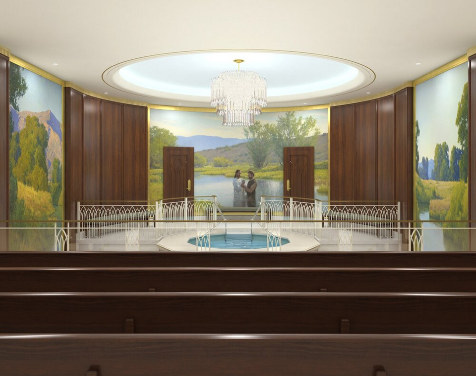 Wnętrza świątyni mormonów w Kensington (renderingi)
