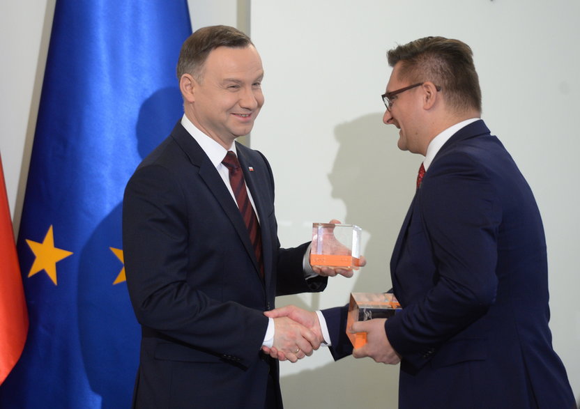 Prezydent Andrzej Duda i prezydent Katowic Marcin Krupa w 2017 r.