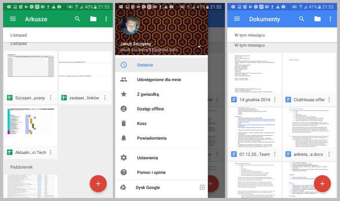 Pakiet aplikacji Dokumenty Google doskonale integruje się z systemem Android.