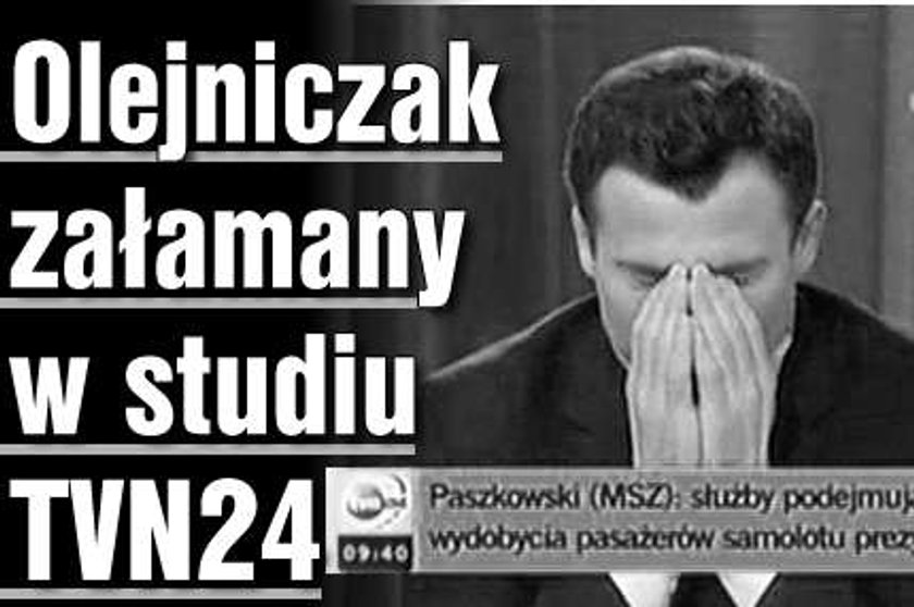 Olejniczak załamany w studiu TVN24