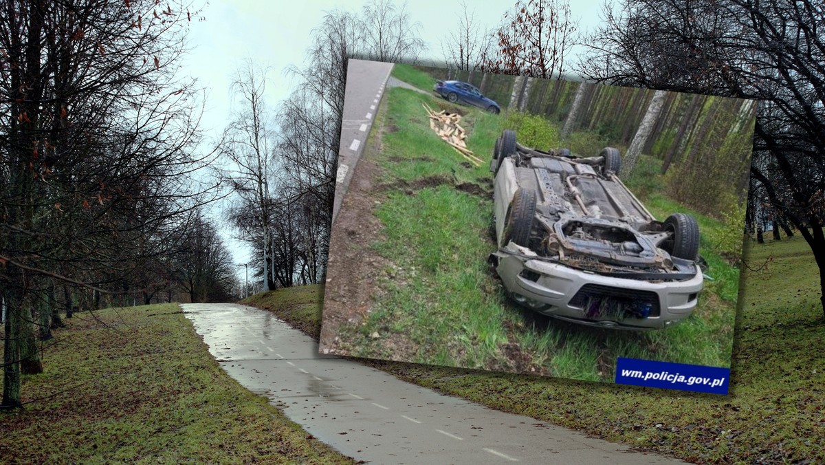 60-latek na jej widok zjechał na bok. Zaczął dachować