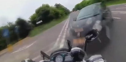 Motocyklista dogonił śmierć. Wszystko uchwyciła kamera przymocowana do kasku