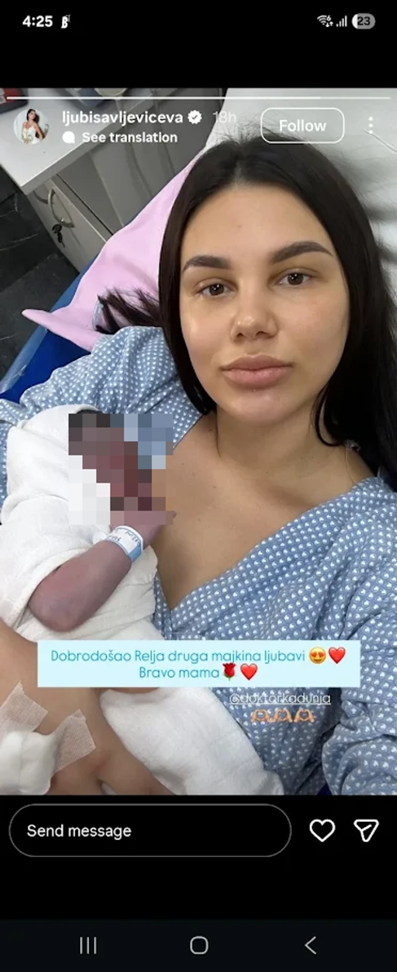 PORODILA SE JOVANA LJUBISAVLJEVIĆ MISICA Prva slika sa bebom iz porodilišta: Dali ime sinu od četiri slova koje znači "onaj koji hrli svojoj sreći"