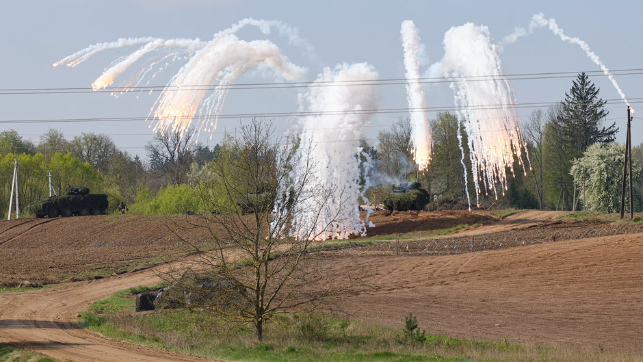 Olita, Litwa, 26.04.2024. Ćwiczenia wojskowe "Brave Griffin", na poligonie w rejonie olickim