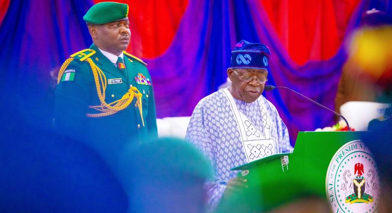 President Bola Ahmed Tinubu attends the Senior Course 25 Graduation Ceremony of the Armed Forces Command and Staff College, Jaji, Kaduna State. [Presidency]