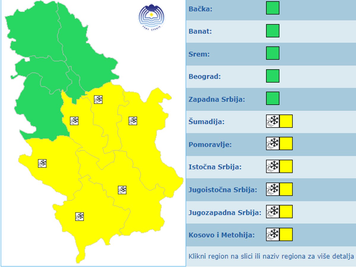 Meteoalarm za subotu