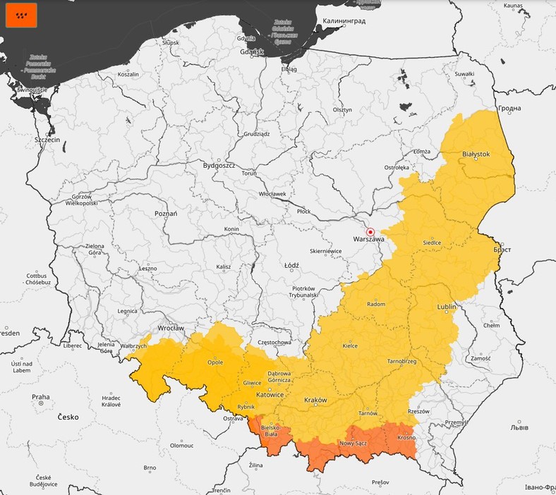 W kilku województwach obowiązują ostrzeżenia pierwszego i drugiego stopnia przed intensywnym deszczem