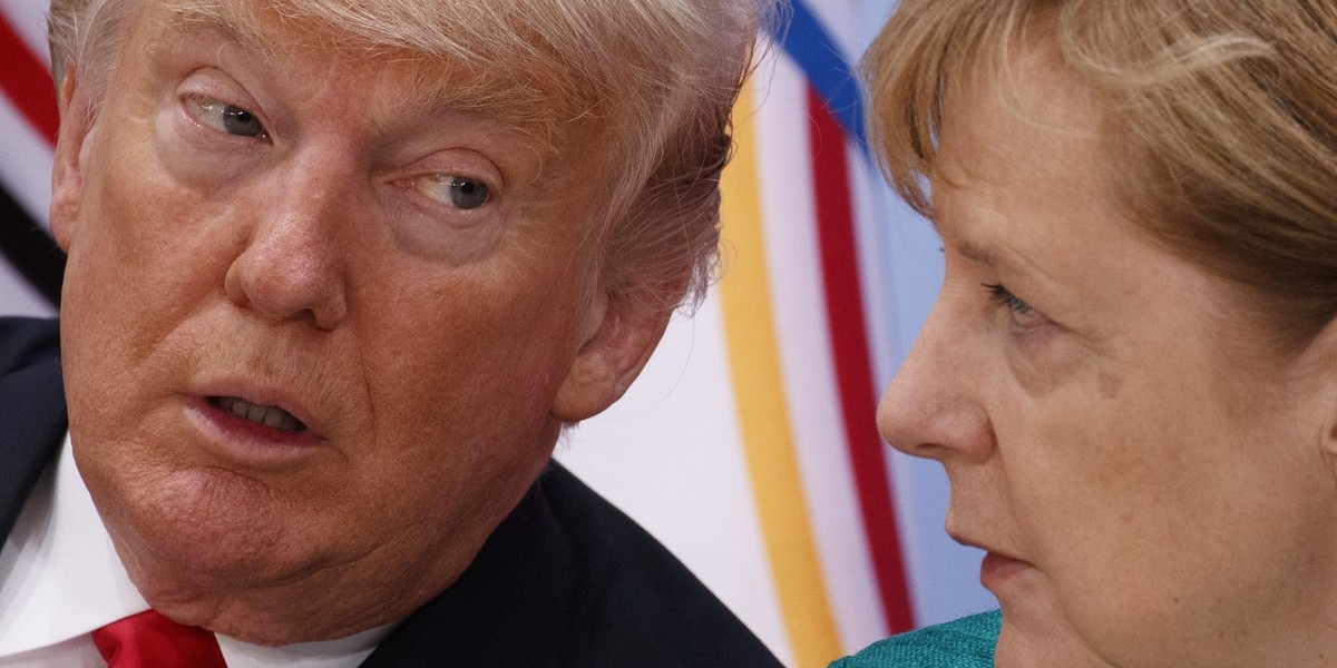 Prezydent USA Donald Trump i Kanclerz Niemiec Angela Merkel w trakcie szczytu G20 w Hamburgu