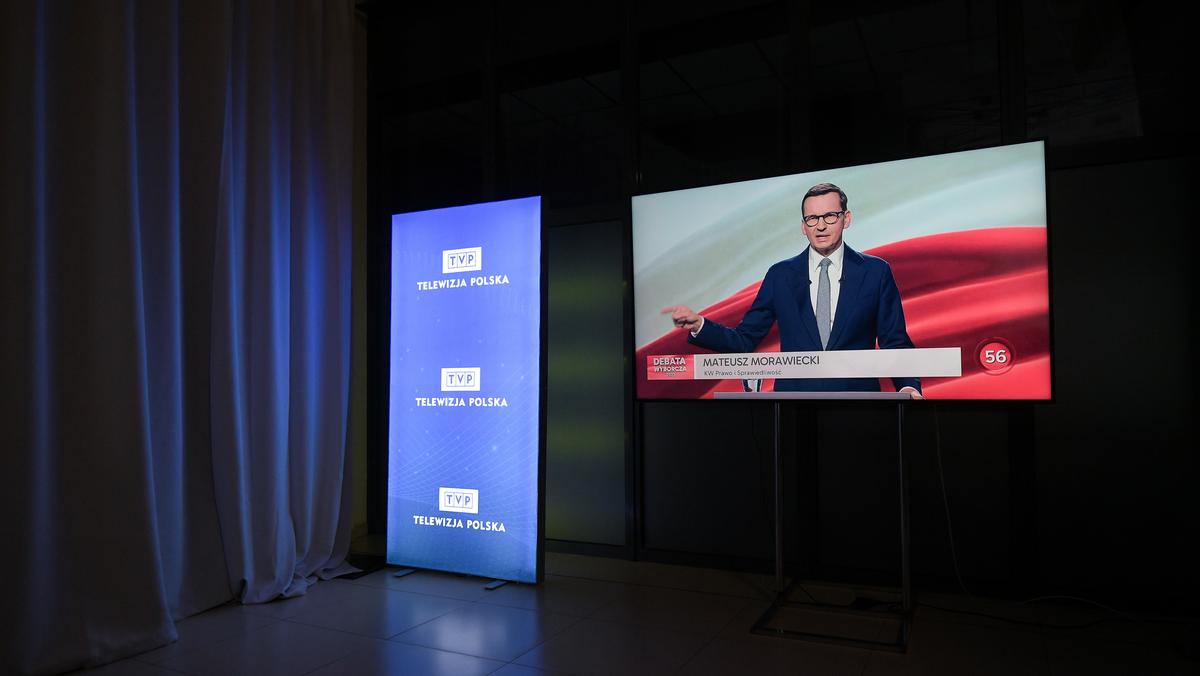 Premier Mateusz Morawiecki na debacie wyborczej w TVP
